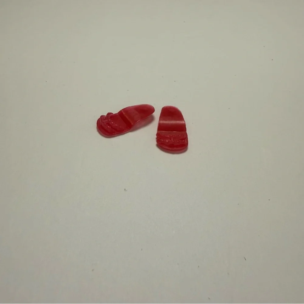 VTG Barbie Clone Red Slippers/Sandals‎ Hong Kong *FLAW*